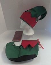 Adult Sized Elf Costume- Hat, Shoes, Stockings