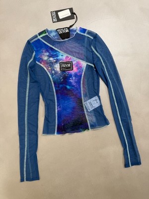 Versace Jeans Couture Galaxy Space Print Tulle Mesh Top - XS