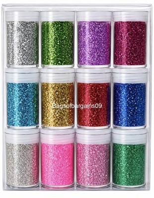 12 Glitzertöpfe Pulver verschiedene Farben Shaker Glitzer Tube Kunst Handwerk Kinder Karte