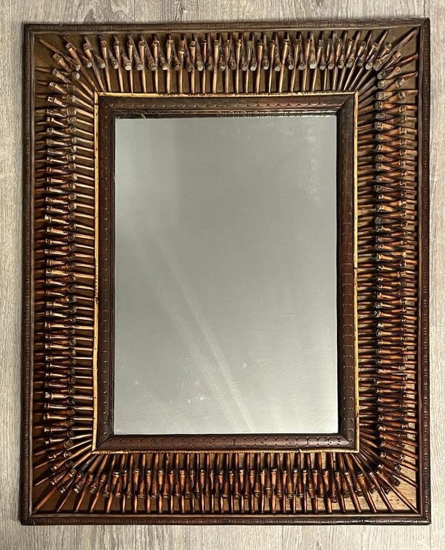 Vintage Bamboo Mirror , 29 3/4” By 23 3/4” Beautiful Design, Handmade