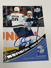 Ryan Donato Signed Card UD Upper Deck JSA COA IP Auto Seattle Kraken c