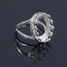 Solid 925 Silver Semi-Mount Ring Setting Oval 10x14 12x16 13x18mm Engagement