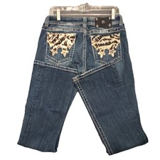Miss Me Bootcut Blue Denim Jeans Embroidered Studded Decorative Pockets Women