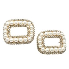 1 Paar Faux Pearl Schuhschnalle Schuhclips f&uuml;r Hochzeitsfeier Schuhdekoration