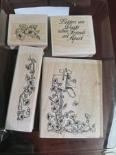 Stampin Up Wooden Rubber Stamps  Morning Glory  4 Pc Great Condition