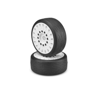 JConcepts Speed Fangs Belted Tire Mounted w/Cheetah Speed-Run Wheel (White)(1pr)