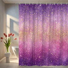 Purple Glitter Sparkle Shower Curtain Glam Ombre Bathroom Decor