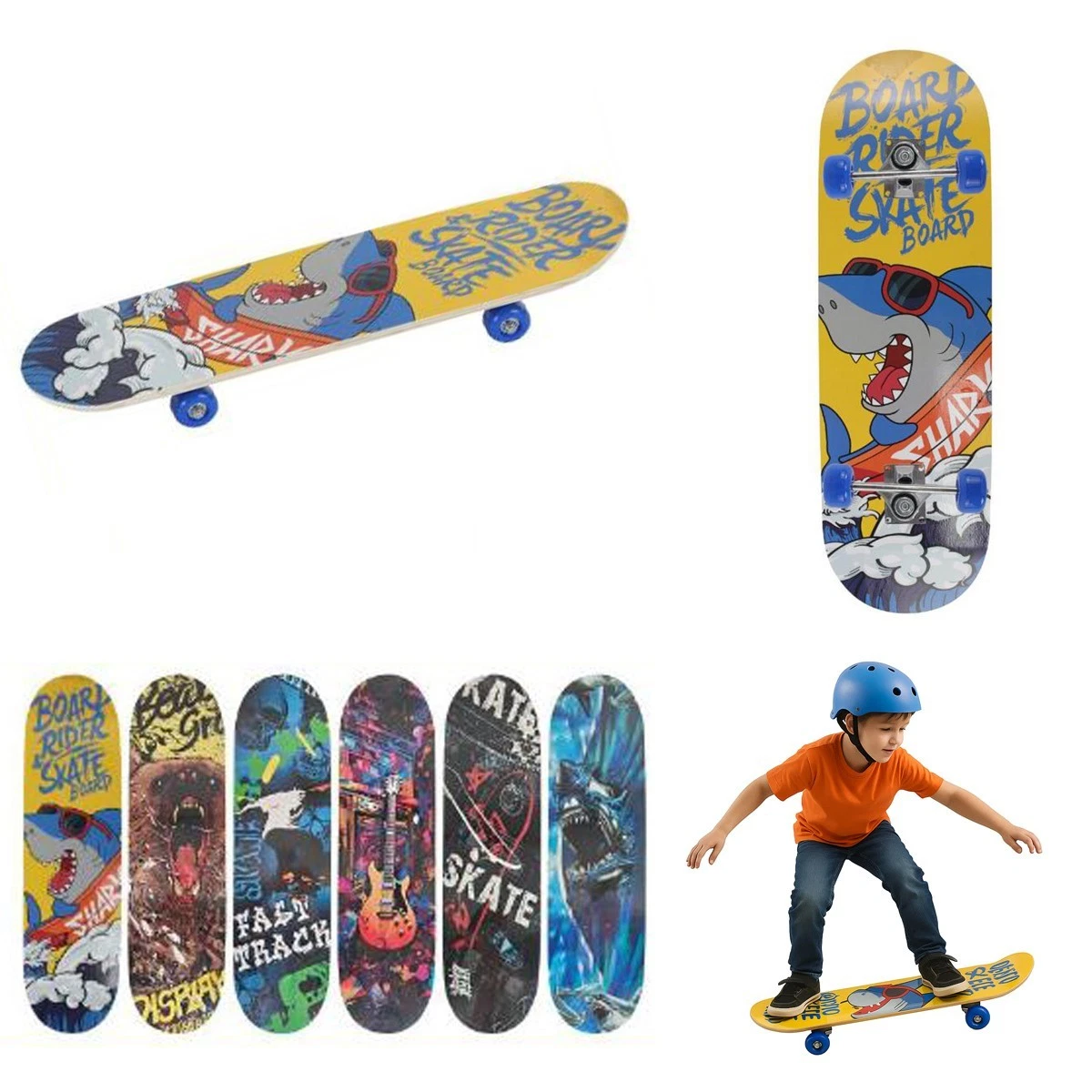 SCOPS Skateboard longboard a 8 strati in legno di acero, betulla, tavola completa, 94 x 25,4 cm, tavola completa, per principianti e professionisti, adulti, ragazzi e bambini, stampa completa