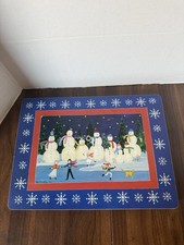 Juego de 5 manteles individuales de invierno Bellon 1996 Cate Mandingo con respaldo de corcho muñeco de nieve
