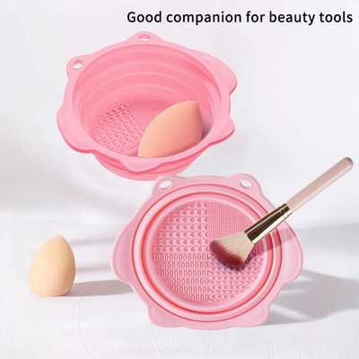 Multi-functional Silicone Makeup Brush Cleaning Folding Bowl Sponge Puff Beauty 