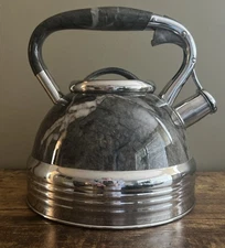 Well Equipped Kitchen Stainless Steel Whistling Tea Kettle w/ Gray Marbling