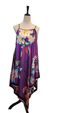 Purple Dress with Multicolor Flowers Draping Strappy Flowy Dubai