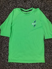 Nike Swim Hydroguard Swim Tee Green Shark Graphic Boys Large UPF 40