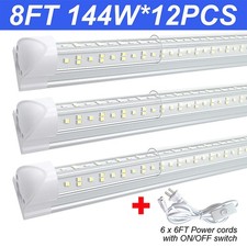 12Pack 8FT LED Shop Light Fixture 144W 6500K T8 Integrated 8 Foot LED Tube Light