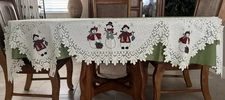Heritage Lace Christmas Mantle Scarf Snowman Motif - NWT