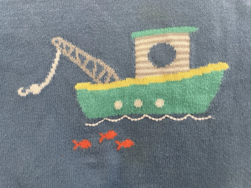 Suéter Carter's Bebé Niño Barco 100% Algodón Punto Acanalado Cuello Redondo Manga Larga Azul 9M Foto 4 de 4