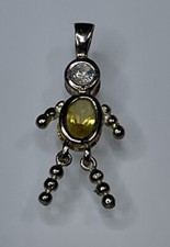 925 Sterling Silver Boy Oval Pearl June Birthstone CZ Pendant Charm