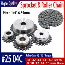  25 Chain Drive Sprocket Bore 8-15mm 31-60T Pitch 1/4" 6.35mm 04C Sprocket Wheel