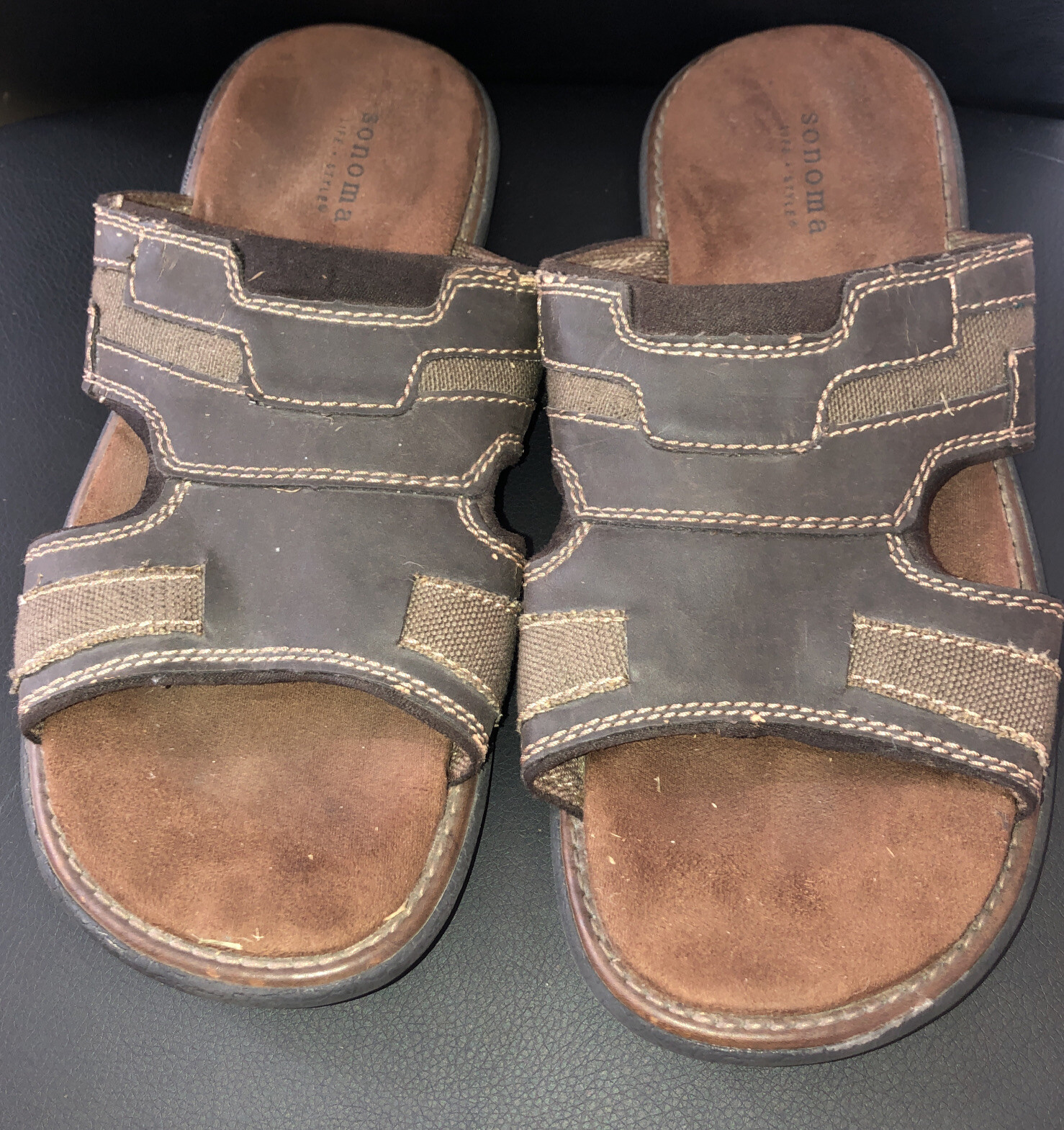Sonoma Life & Style Men Tan Slides Sandals Size 11M C… Gem