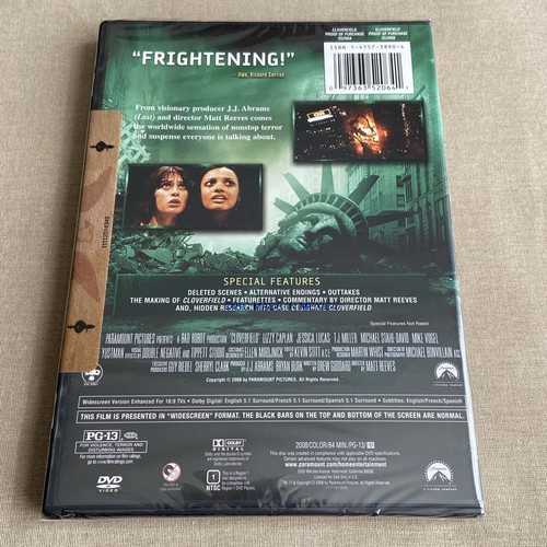 Cloverfield (1) (DVD 2008 NEW) Found Footage Horror Sci-Fi Thriller Lizzy Caplan - Picture 2 of 6