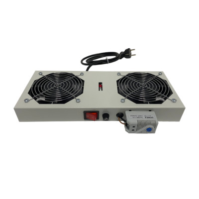 MK Digital Lüftereinheit 19'' 1HE - Rack-Lüfter, 2x Lüfter mit Thermostat - Grau