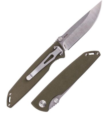 SKFIS009OG SKIF Stylus Olive G10 Handle 8Cr14MoV Blade Linerlock Clip