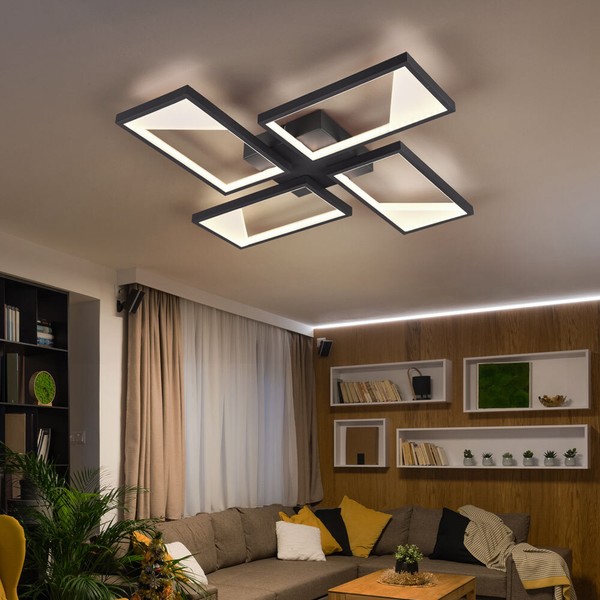 Led Design Decken Lampe Anthrazit Switch Dimmer Wohn Ess Zimmer Flur Beleuchtung-image