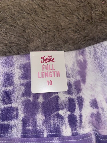 NWT Girl's Size 10 JUSTICE Purple Tie Dye Effect Glitter Leggings - Picture 4 of 5