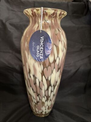 Vincenza handgeblasene Kunst Glasvase Kupfer & weiß metallic - NEU UVP £60,99
