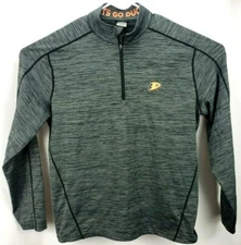 Level Wear Mens Pullover Size XL L/S 1/4 Zip Black/Gray Anaheim Ducks Chest Logo
