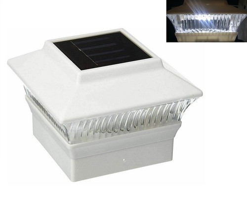 Set of 2/4/6/8/10/12 Outdoor Solar White 4"x4" PVC&Wood Fence Post Cap LED Light - Afbeelding 1 van 7