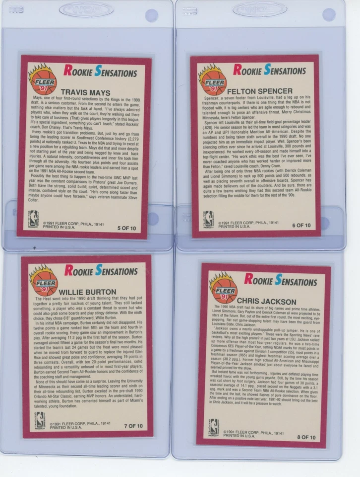 Conjunto Fleer Rookie Sensations 1991 (1-10) - Imagem 2 de 4