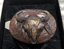 Calle Rare Hand Made Solid Bronze Buffalo Skull Western Belt Buckle PAUL CALLE