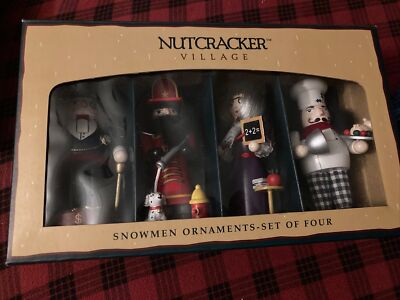 Nutcracker Village Snowmen Ornaments 4. NEW! vintage 2000. Style #40054