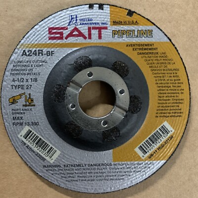 Sait 22130 4-1/2'' x 1/8'' x 5/8-11 Pipeline Cutting/Grinding