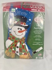 DIMENSIONS Felt Works Sequined Snowman Christmas Stocking Craft Kit 8113 Sealed