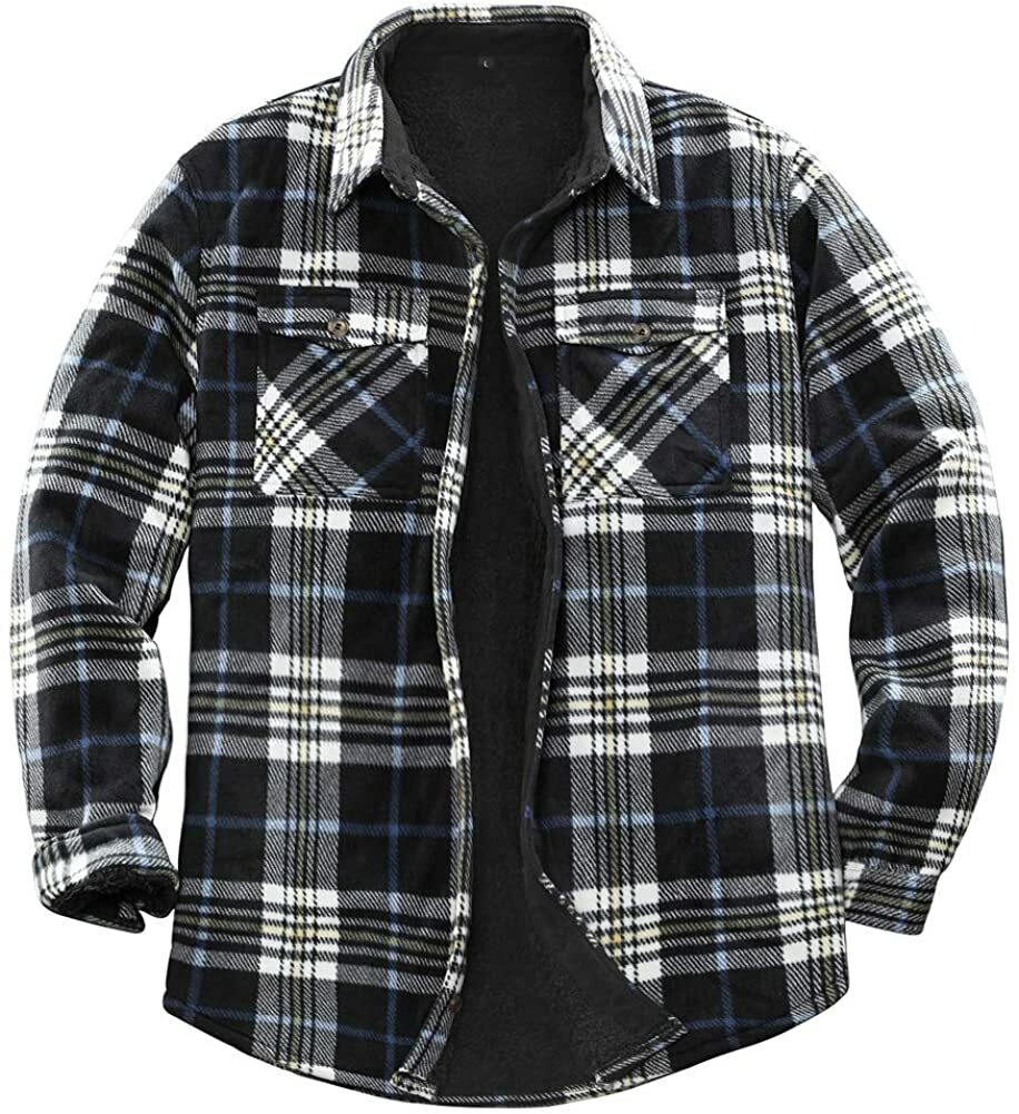 Men's Warm Sherpa Lined Fleece Plaid 
