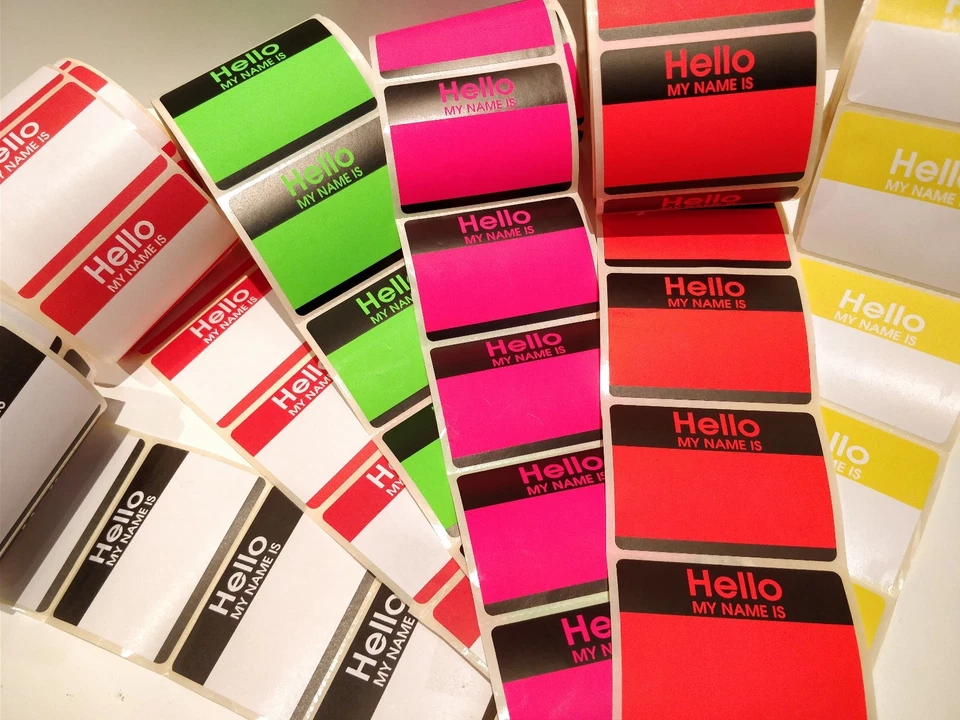 Name Stickers  / Name Labels - Hello My Name Is - 100 labels. Red & White - Image 2 of 2