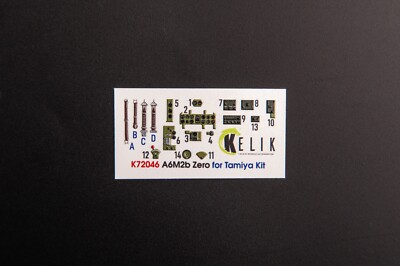 A6M2B Zero - interior 3D decals for Tamiya kit  1/72 Kelik K72046