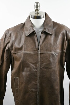 Rizzoli Italy Men's Vintage Fine Genuine Leather Zip Jacket Brown