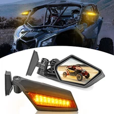 LED Turn Signal Racing Side Mirrors For Can-Am Maverick X3 Turbo R 2017-2025
