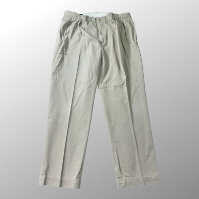 Polo Ralph Lauren Ethan Pant Mens 40x30 Khaki Pleated Relaxed Straight Vintage
