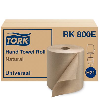800 Foot Pack of 6 Compostable Natural Paper Towels for H21 Dispensers