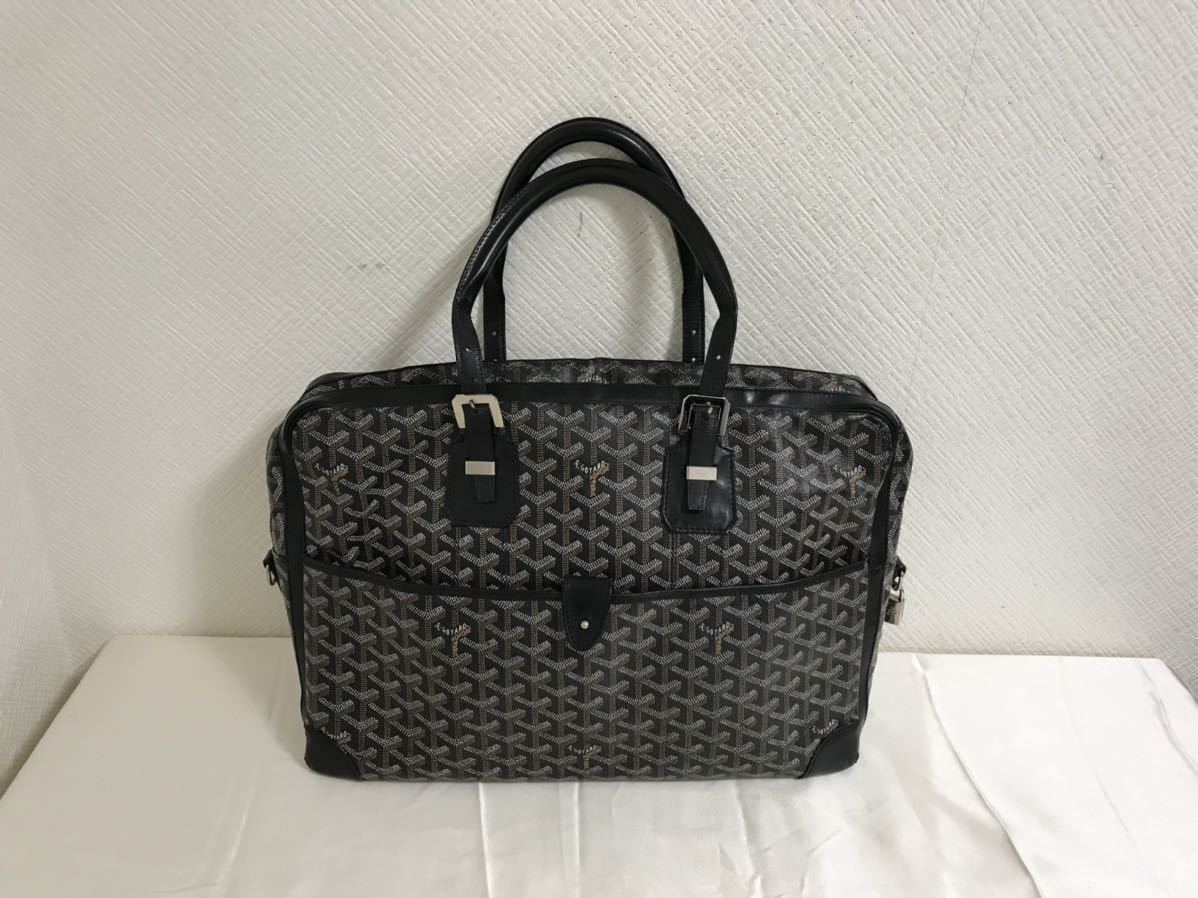 Used Goyard Leather PVC Unbuzzard MM Handbag Business Tote Used Goyard Leather PVC Unbuzzard MM Handbag Business Tote