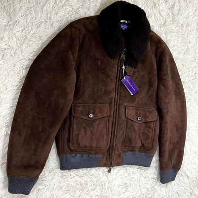 Ralph Lauren Purple Label Shearling Bomber Jacket Suede Sheepskin