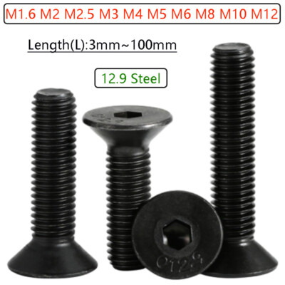 Countersunk Head Allen Key Screw Steel Flat Head Hex Socket Bolts M1.6 - M12