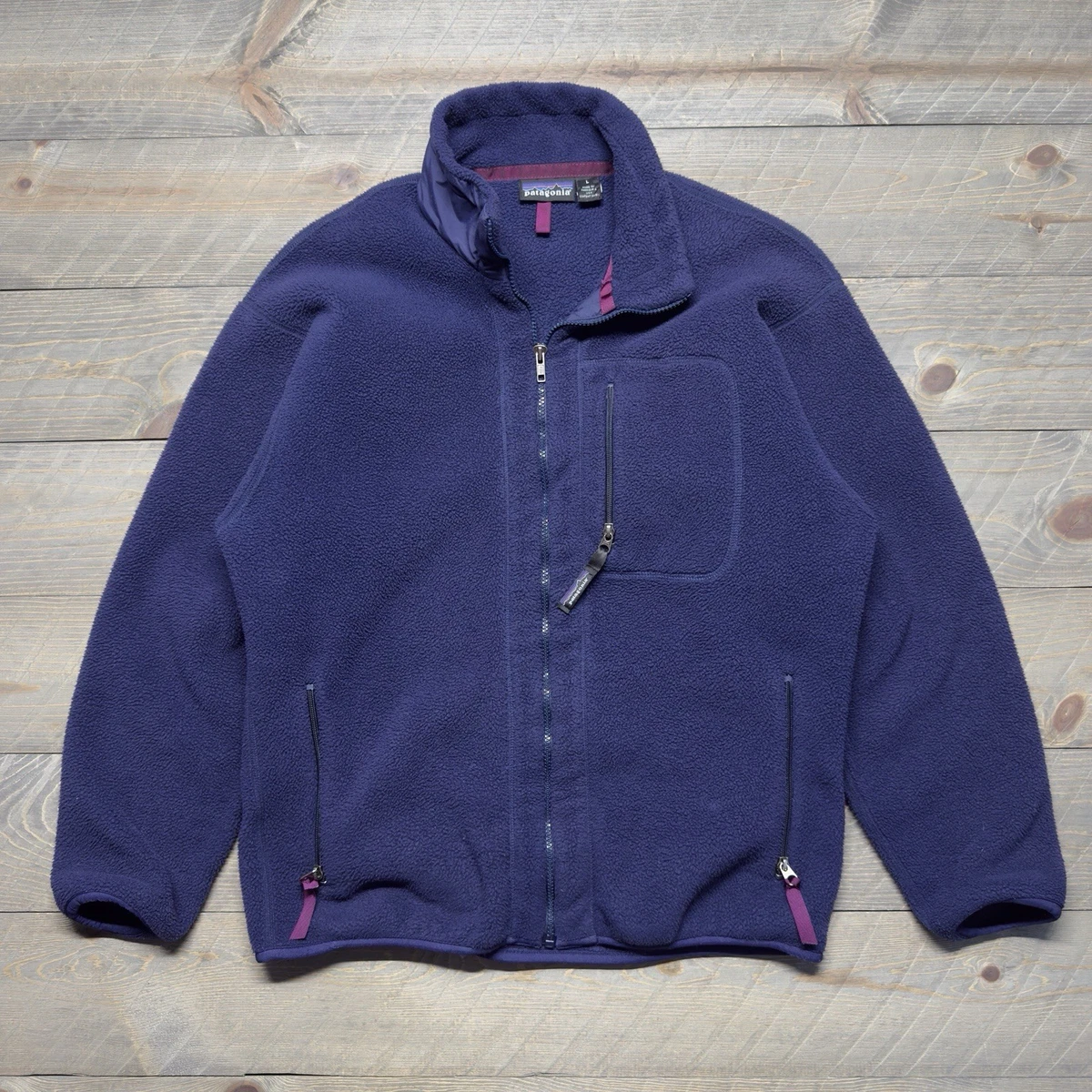 Patagonia wool100％ 90's Patagonia 紫色 リブ編み セーター S 紫色