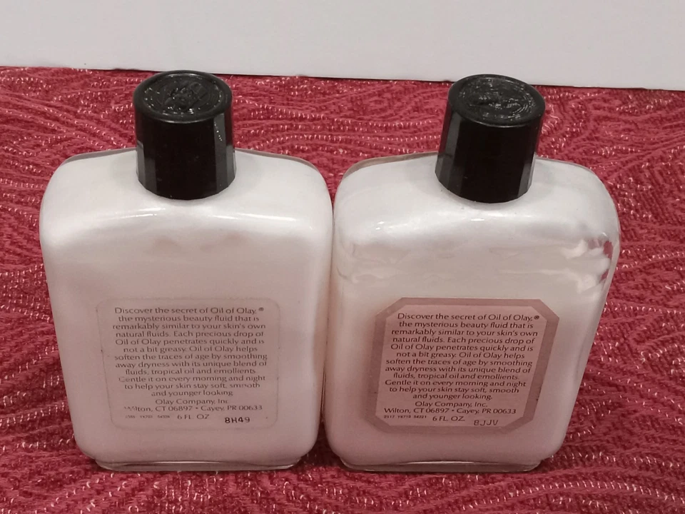 2 Oil of Olay Beauty Fluid Lotion Vintage 6 oz Glass Bottle Pink New and almost - Image 4 of 4