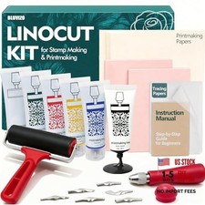 Linocut Tools Block Printing Kit: Deluxe Stamp Multicolor 6 Color Version 