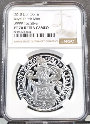 2018 NETHERLANDS ROYAL DUTCH MINT LION DOLLAR NGC PF 70 ULTRA CAMEO RARE GEM